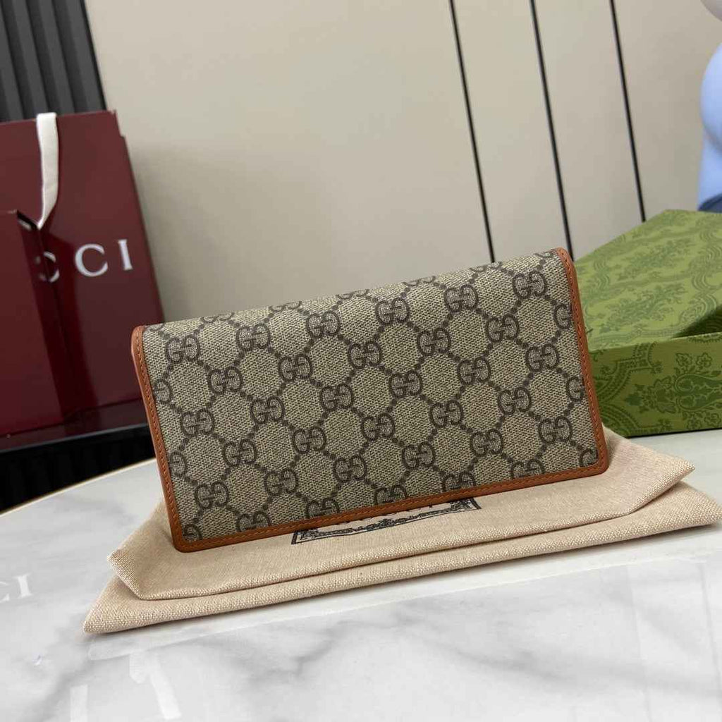 Gucci GG Emblem continental wallet 821802 brown leather