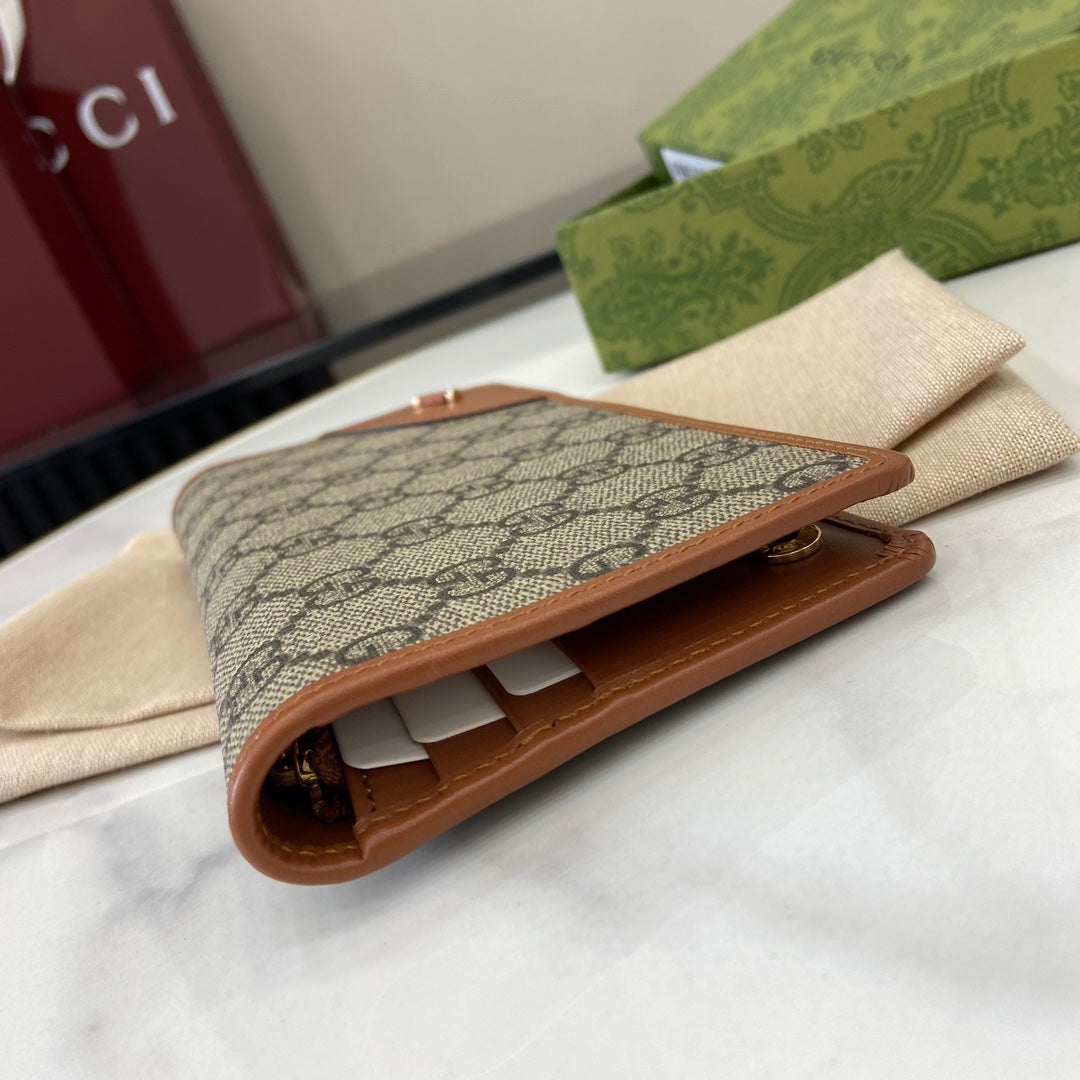 Gucci GG Emblem continental wallet 821802 brown leather