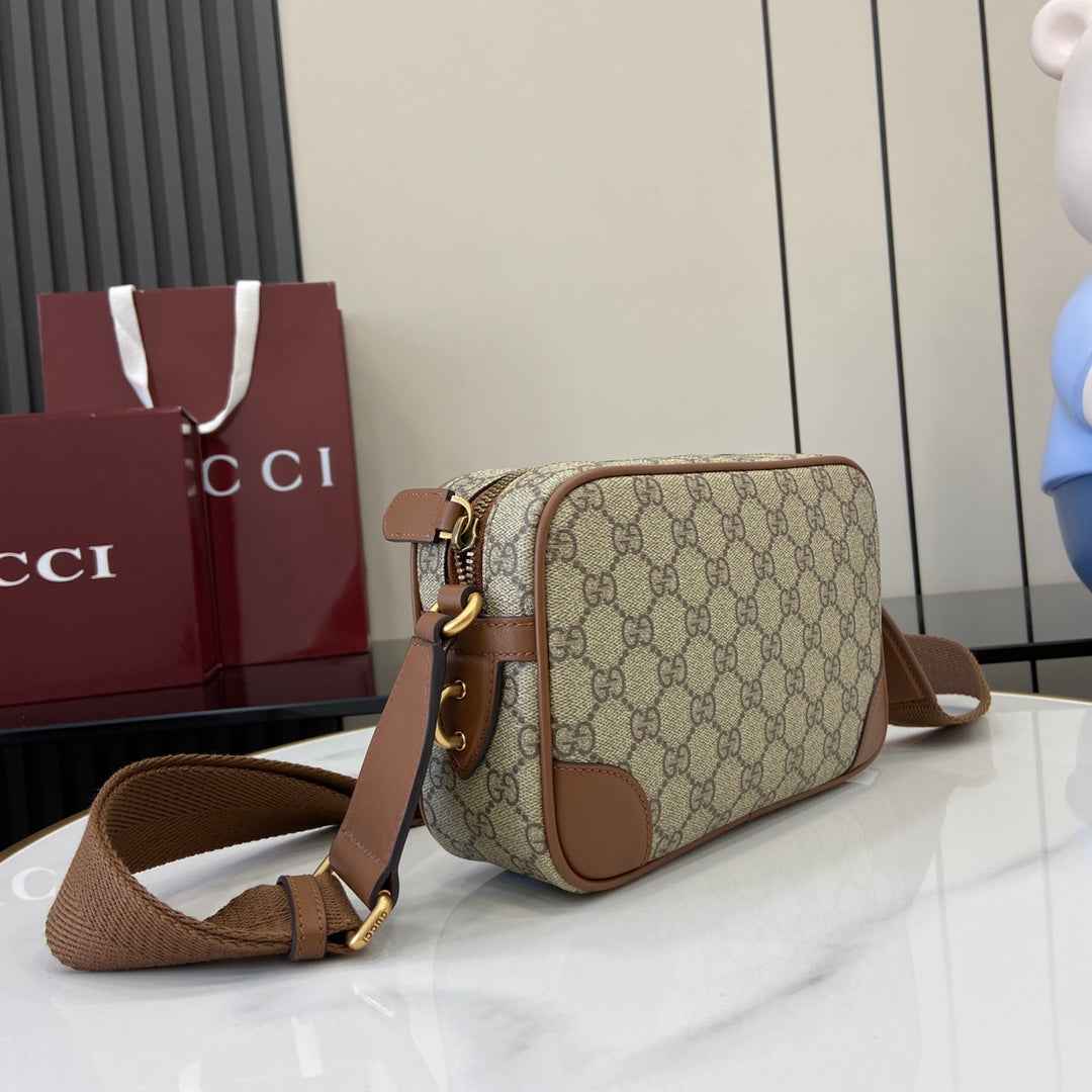 Gucci GG Emblem embossed super mini bag, 821216 in beige fabric