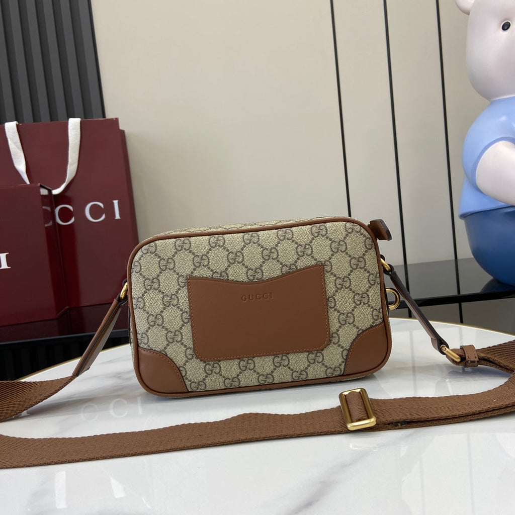 Gucci GG Emblem embossed super mini bag, 821216 in beige fabric
