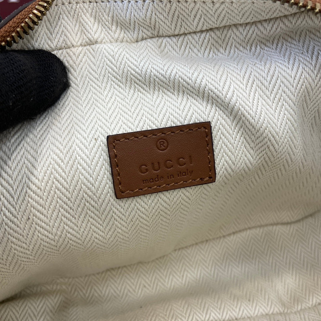 Gucci GG Emblem embossed super mini bag, 821216 in beige fabric