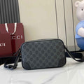 Gucci GG Emblem embossed super mini bag, 821216 in black fabric