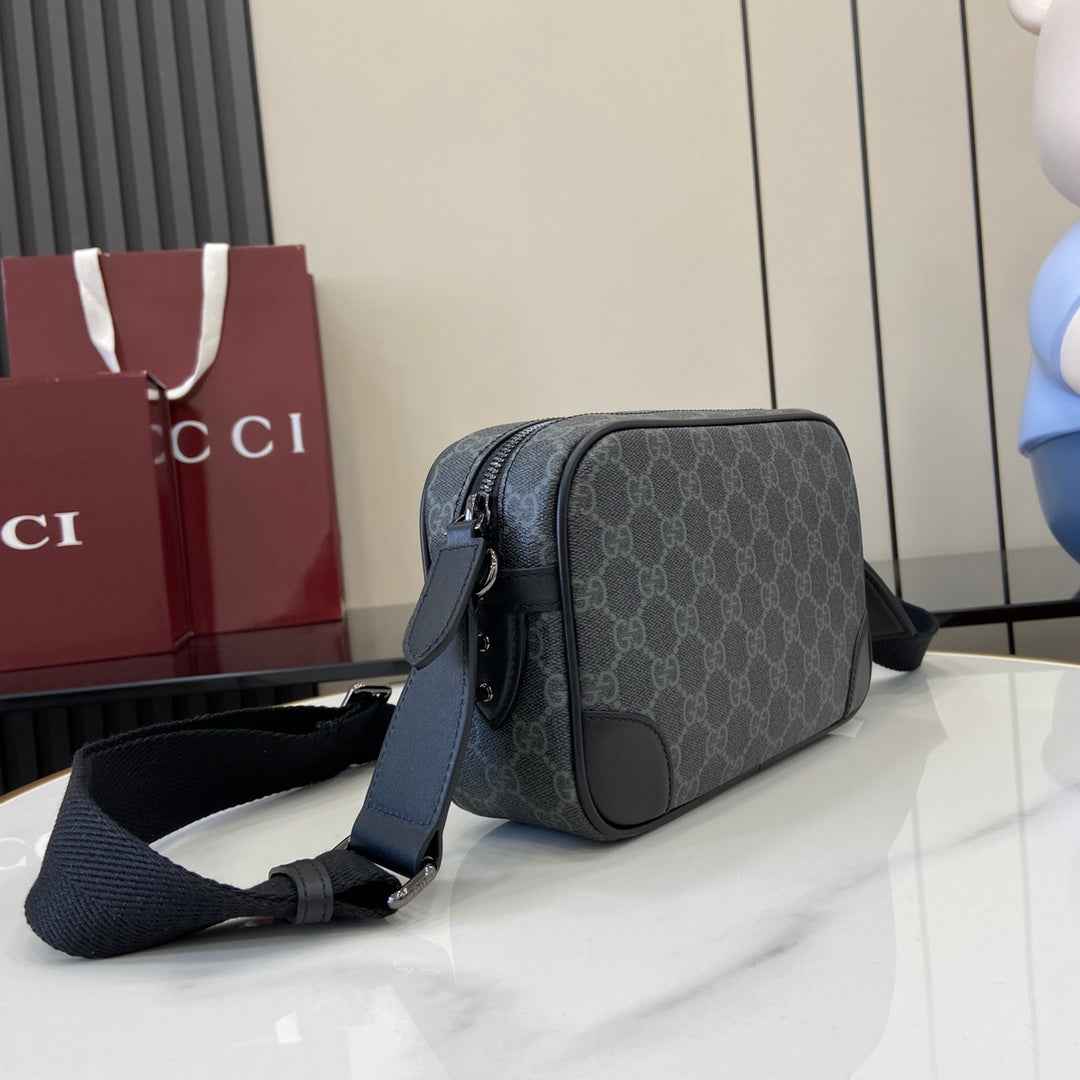 Gucci GG Emblem embossed super mini bag, 821216 in black fabric