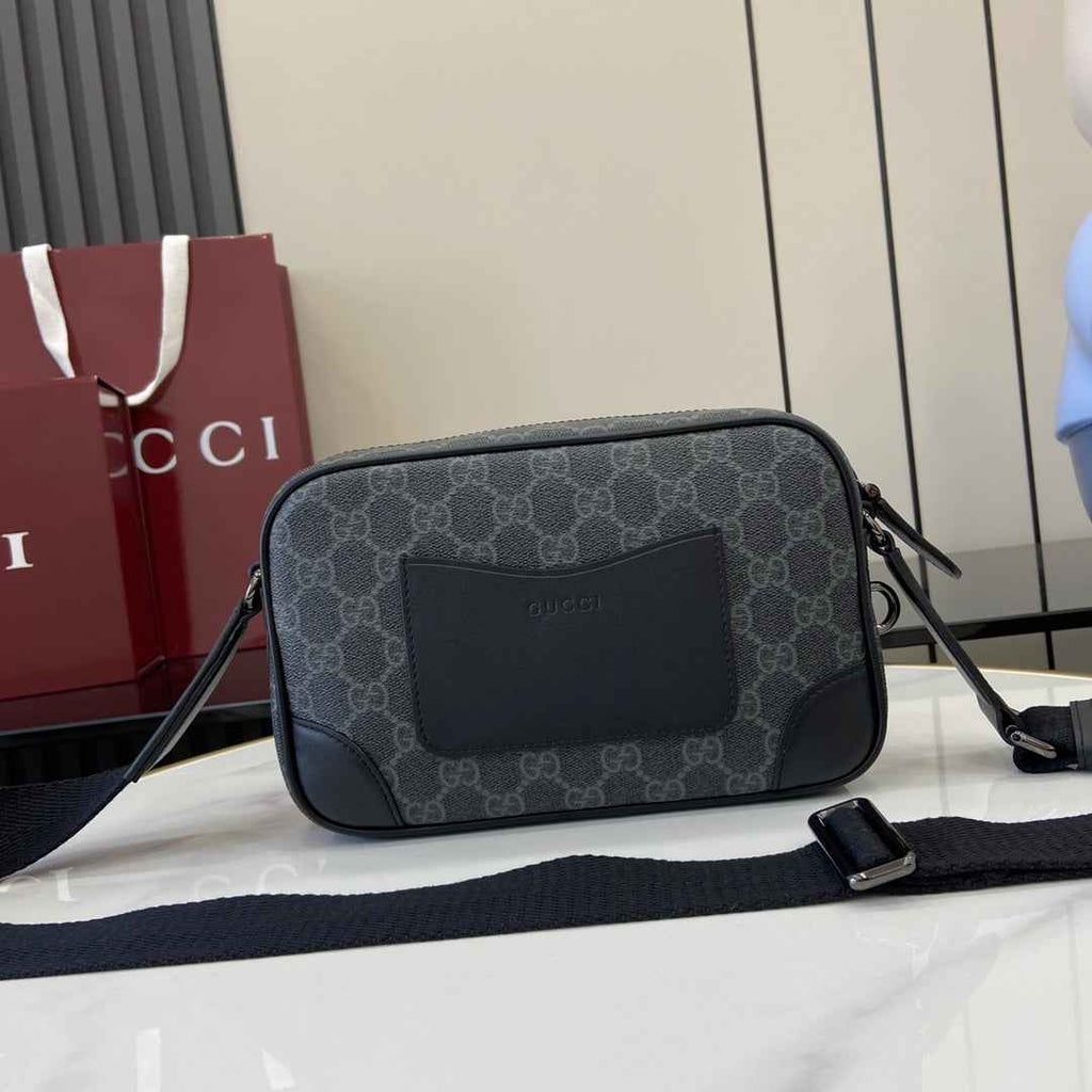 Gucci GG Emblem embossed super mini bag, 821216 in black fabric
