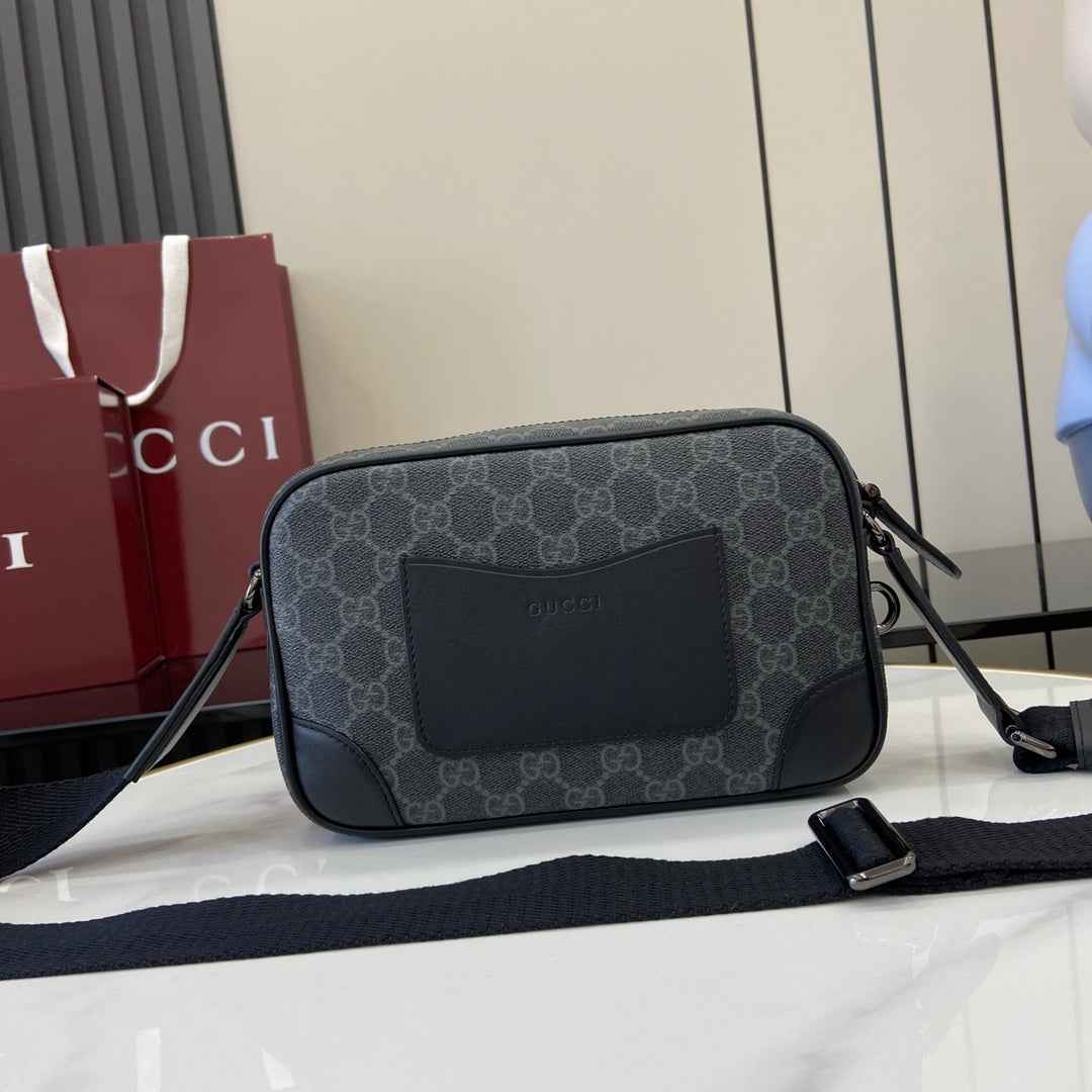 Gucci GG Emblem embossed super mini bag, 821216 in black fabric