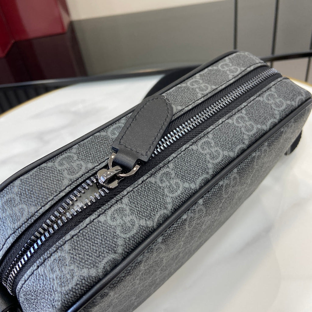 Gucci GG Emblem embossed super mini bag, 821216 in black fabric