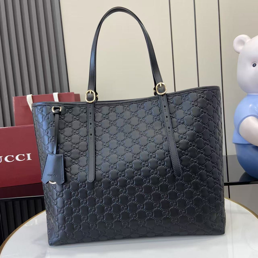 Gucci GG Emblem large tote bag 847455 in Black GG leather