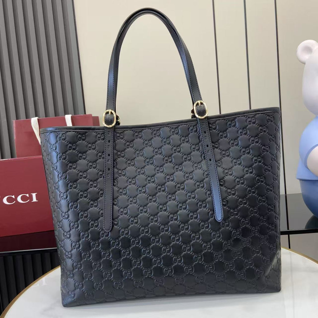 Gucci GG Emblem large tote bag 847455 in Black GG leather
