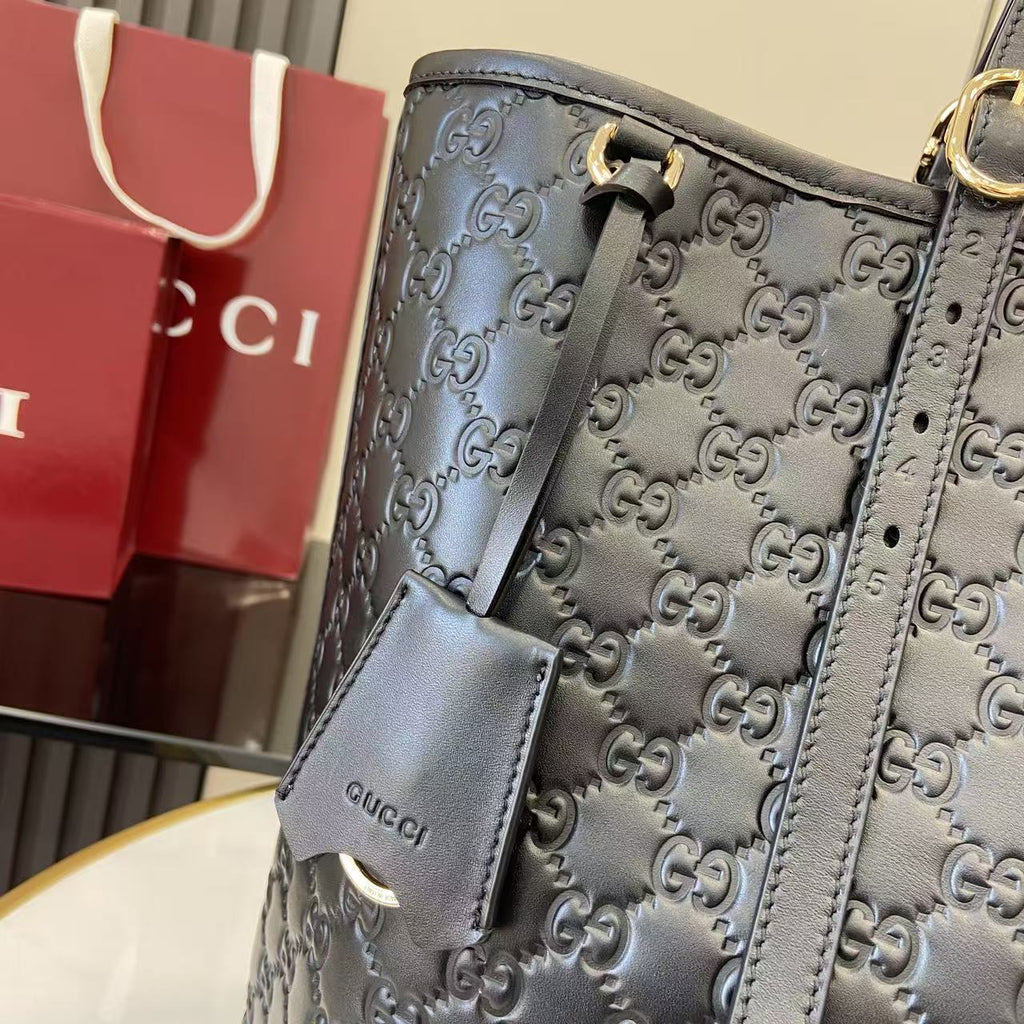 Gucci GG Emblem large tote bag 847455 in Black GG leather