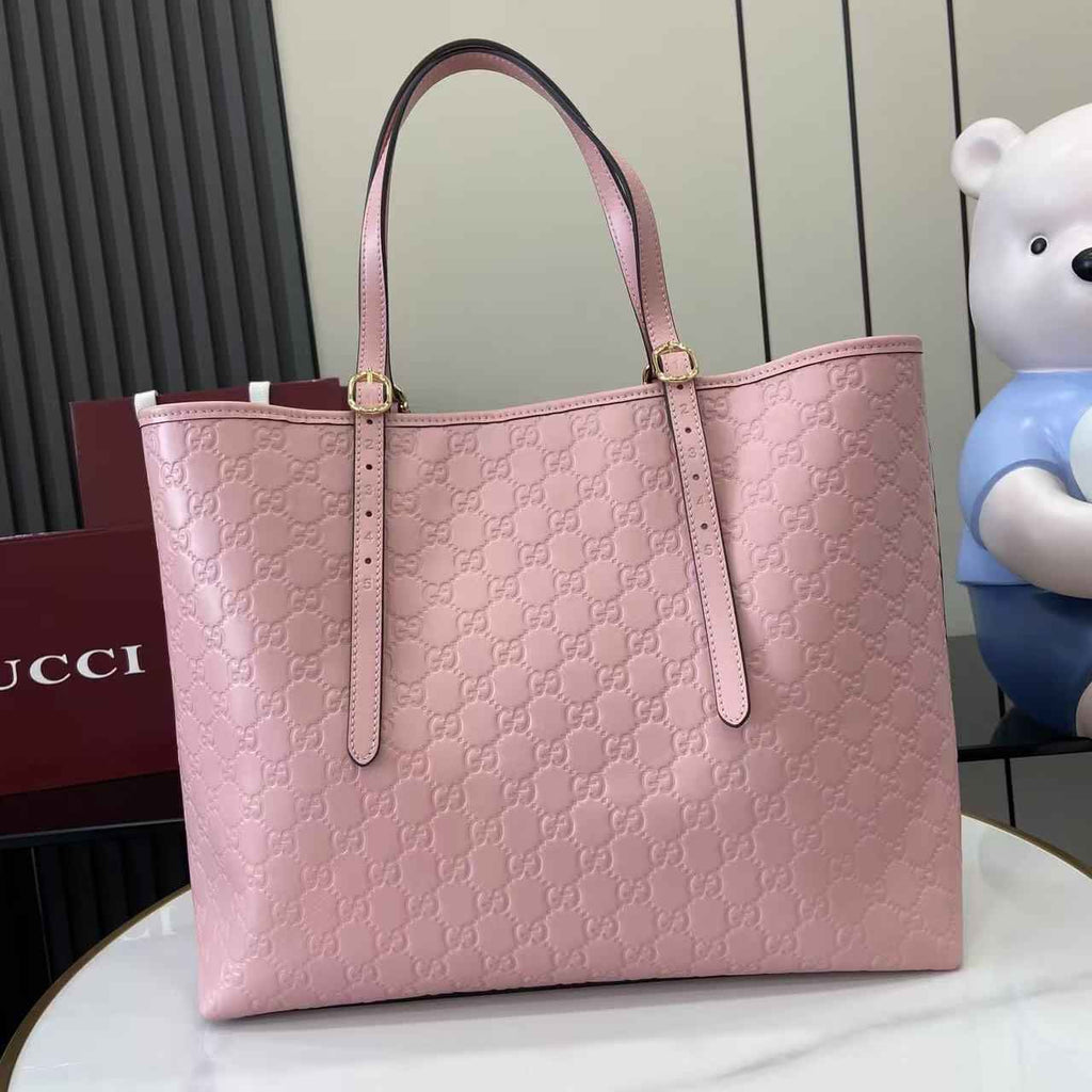 Gucci GG Emblem large tote bag 847455 in Pink GG leather