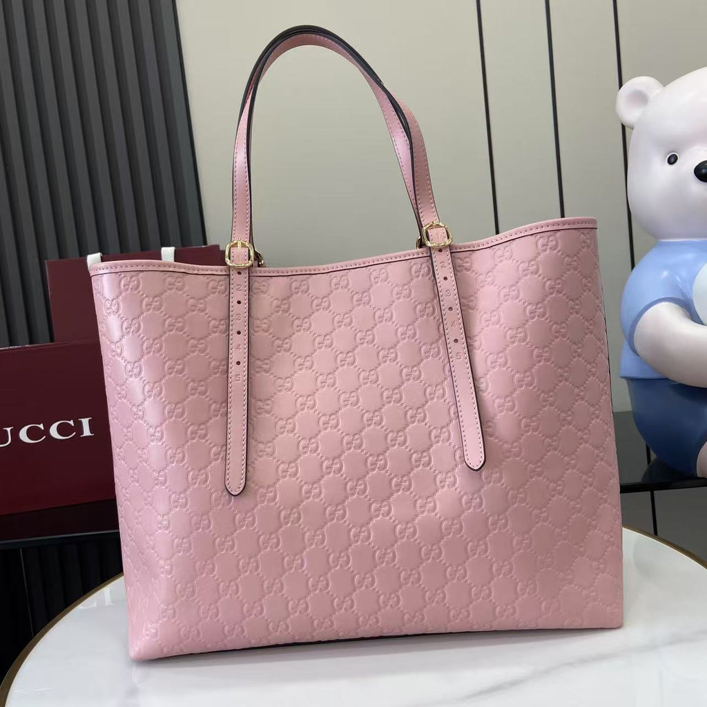 Gucci GG Emblem large tote bag 847455 in Pink GG leather