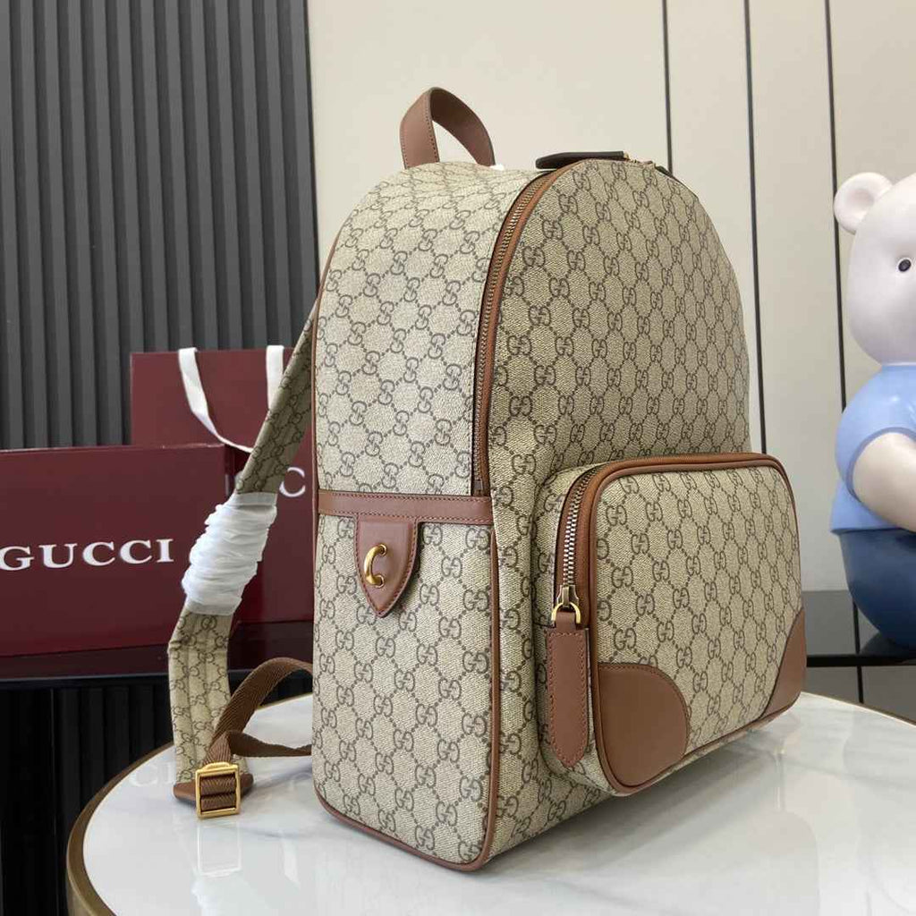 Gucci GG Emblem medium backpack ‎821159 in beige and dark