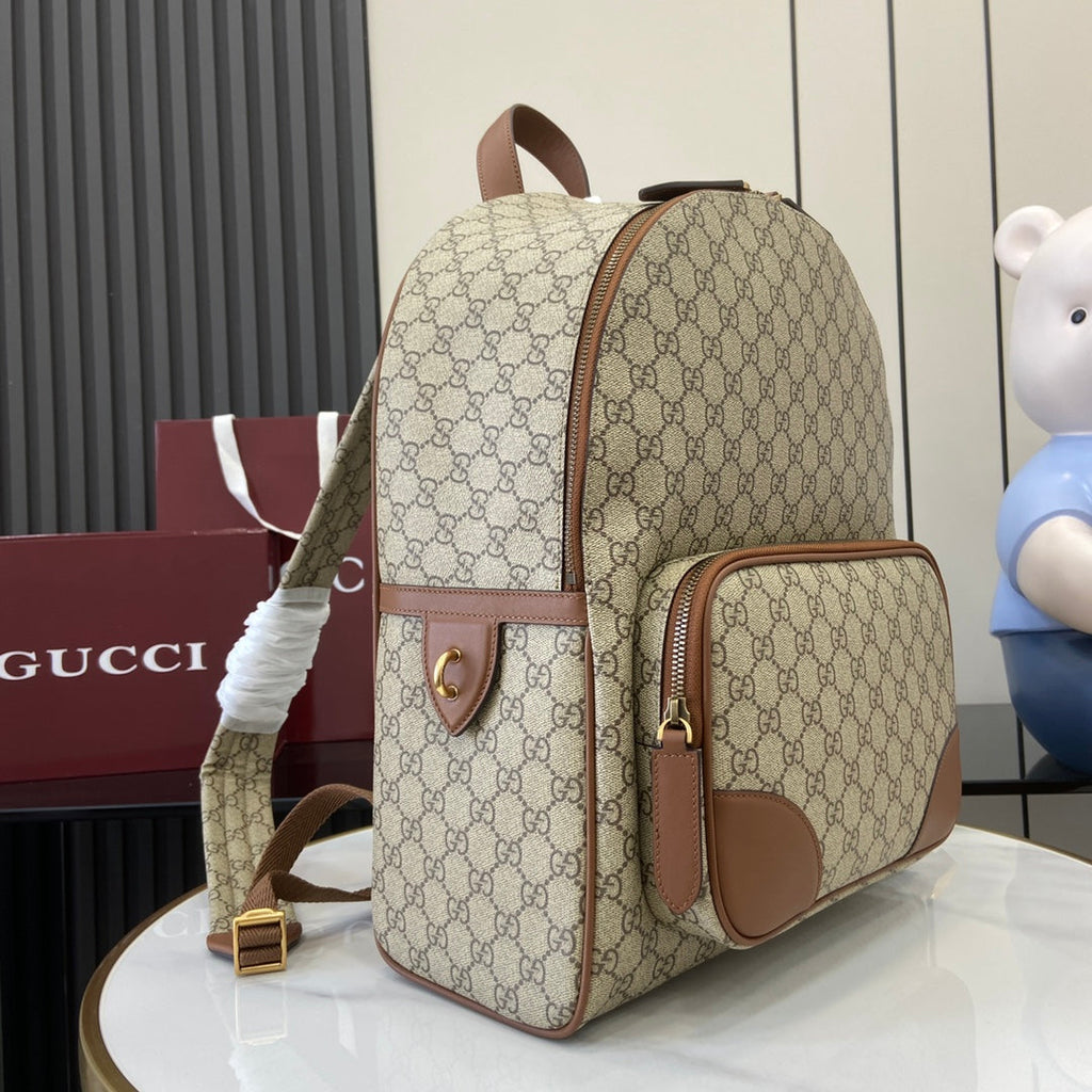 Gucci GG Emblem medium backpack ‎821159 in beige and dark