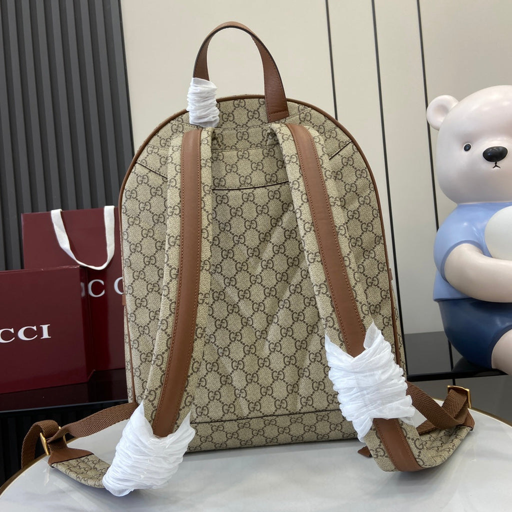 Gucci GG Emblem medium backpack ‎821159 in beige and dark