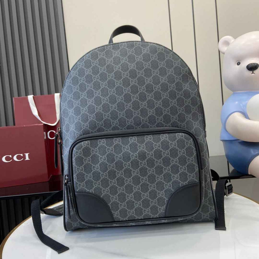 Gucci GG Emblem medium backpack ‎821159 in black fabric