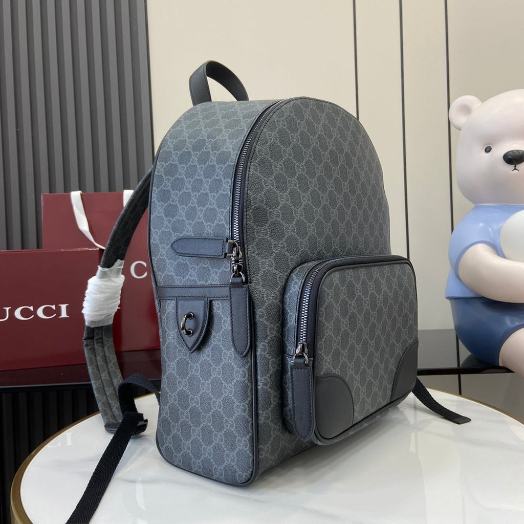 Gucci GG Emblem medium backpack ‎821159 in black fabric