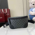 Gucci GG Emblem medium belt bag 821162 in black fabric