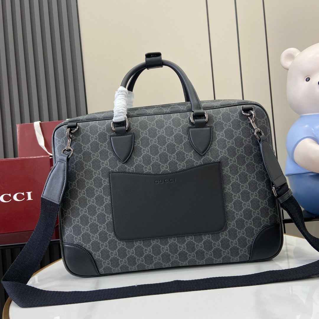 Gucci GG Emblem medium briefcase 821149  in black fabric