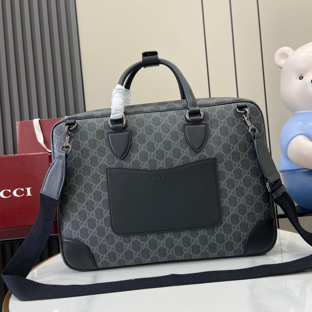 Gucci GG Emblem medium briefcase 821149  in black fabric