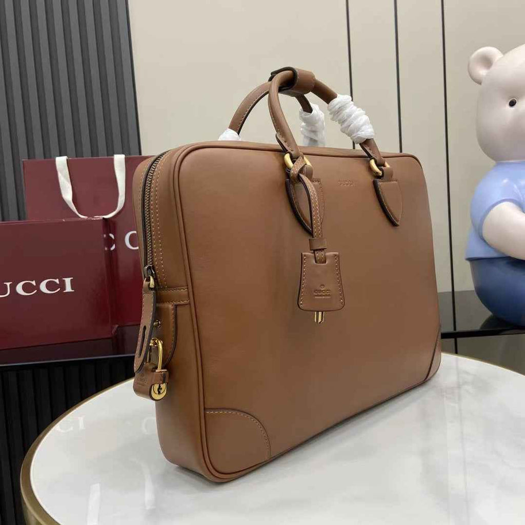Gucci GG Emblem medium briefcase 821149  in black leather