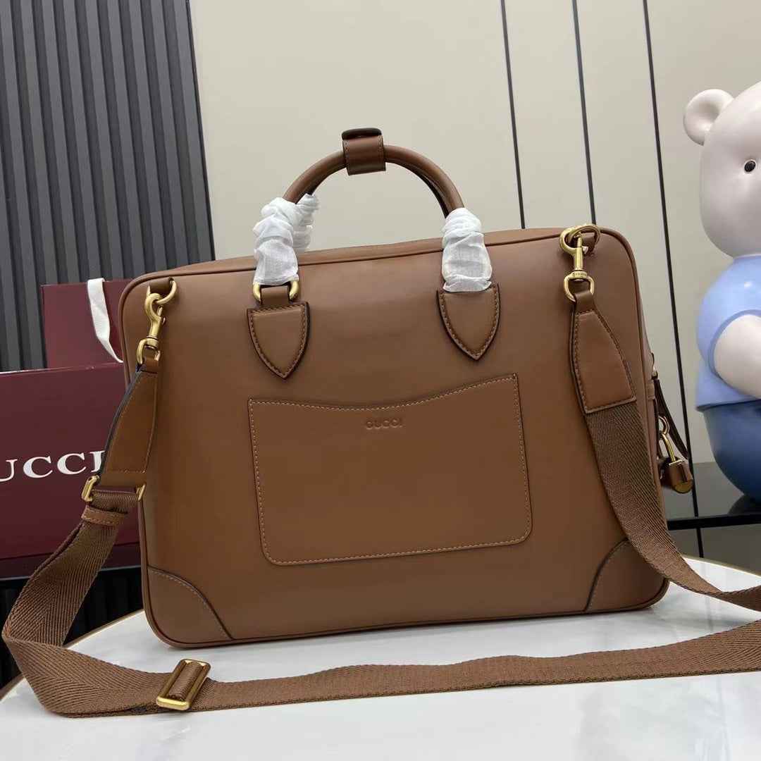Gucci GG Emblem medium briefcase 821149  in black leather