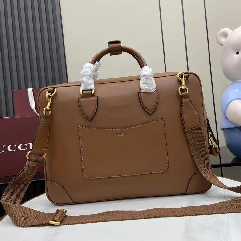 Gucci GG Emblem medium briefcase 821149  in black leather