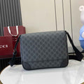 Gucci GG Emblem medium crossbody bag, ‎821154  in black fabric