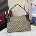 Gucci GG Emblem medium shoulder bag 815216 in black fabric