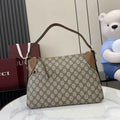 Gucci GG Emblem medium shoulder bag 815216 in brown fabric