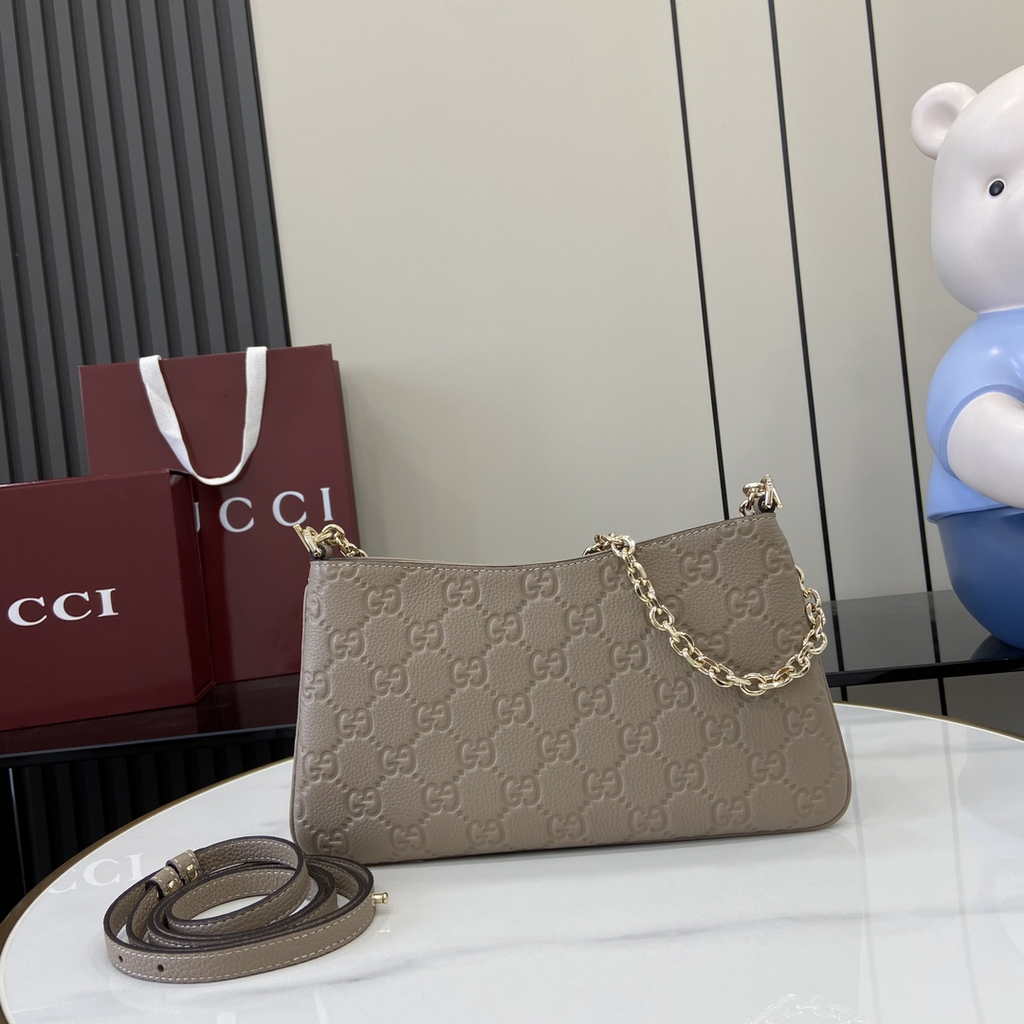 Gucci GG Emblem medium shoulder bag 815277 in taupe GG leather