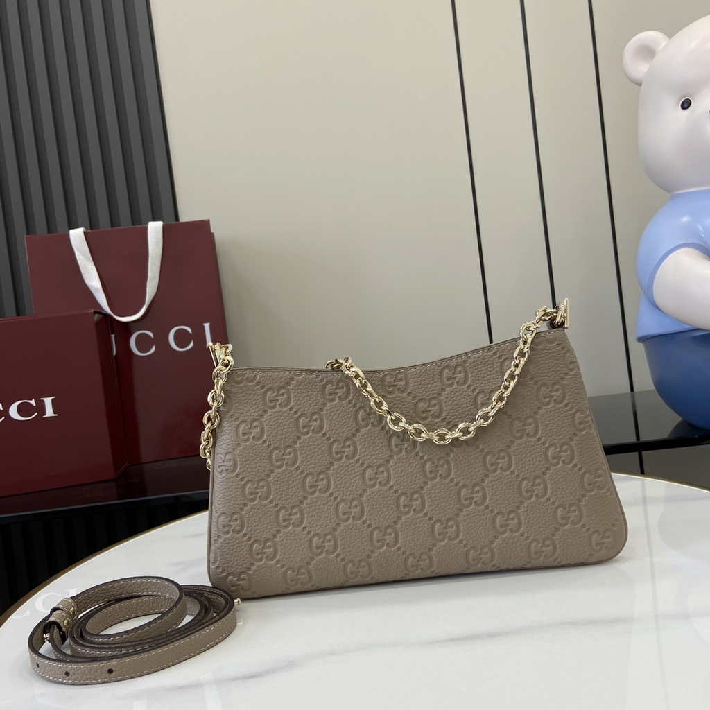 Gucci GG Emblem medium shoulder bag 815277 in taupe GG leather