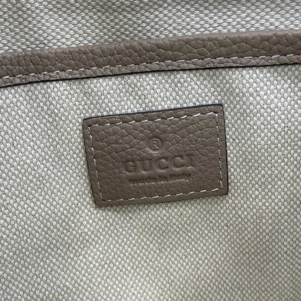 Gucci GG Emblem medium shoulder bag 815277 in taupe GG leather