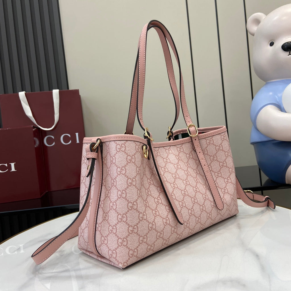 Gucci GG Emblem medium tote bag 815214 in pink fabric