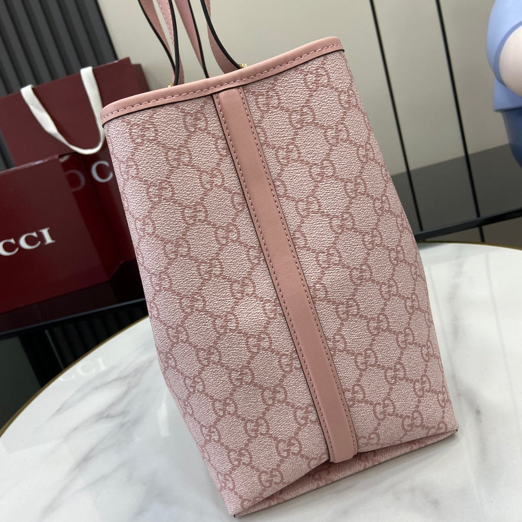 Gucci GG Emblem medium tote bag 815214 in pink fabric