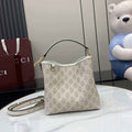Gucci GG Emblem small bucket bag 815118 in white fabric