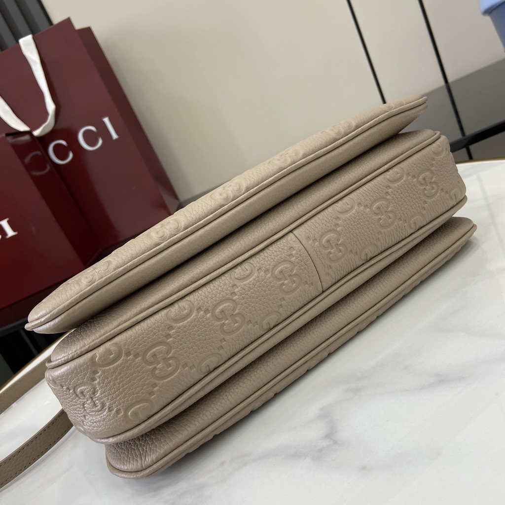 Gucci GG Emblem mini shoulder bag 815263 in taupe GG leather