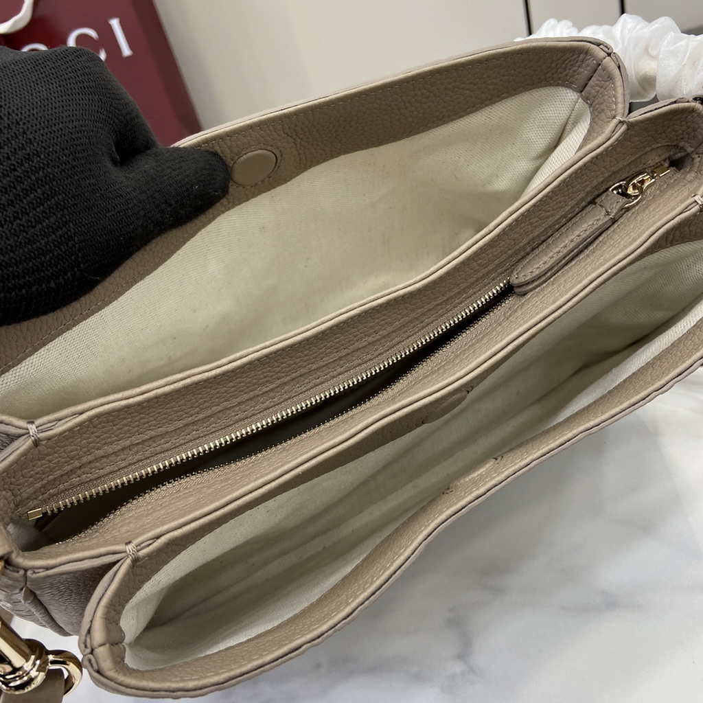 Gucci GG Emblem mini shoulder bag 815263 in taupe GG leather