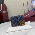 Gucci GG Emblem mini wallet, 820692 in blue and ivory GG denim
