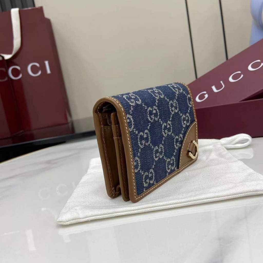 Gucci GG Emblem mini wallet, 820692 in blue and ivory GG denim