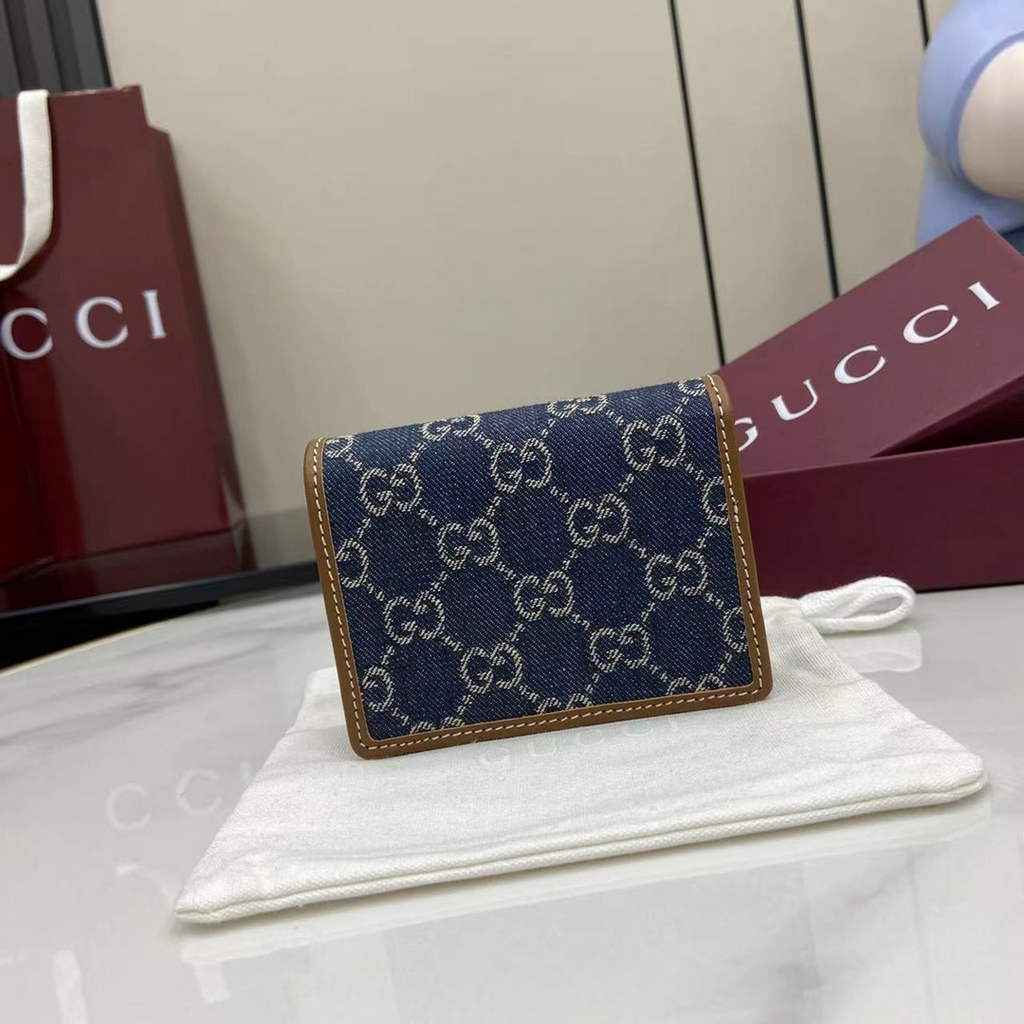 Gucci GG Emblem mini wallet, 820692 in blue and ivory GG denim