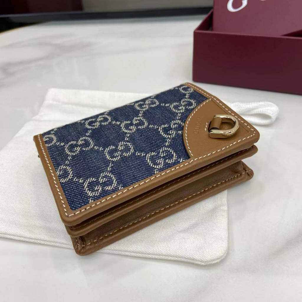 Gucci GG Emblem mini wallet, 820692 in blue and ivory GG denim