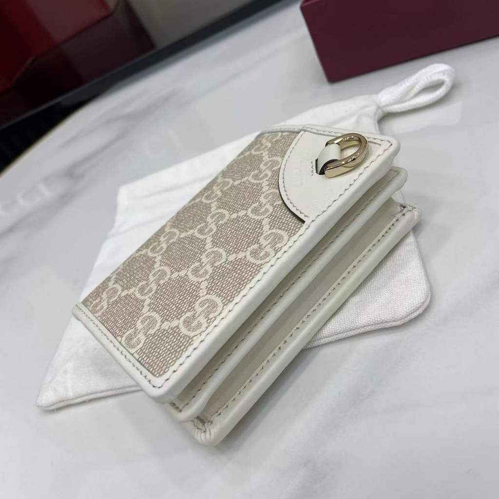 Gucci GG Emblem mini wallet, 820692 in white leather