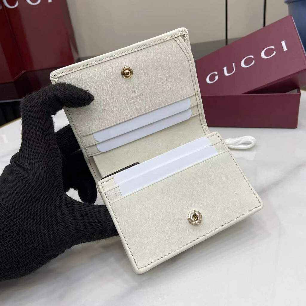Gucci GG Emblem mini wallet, 820692 in white leather