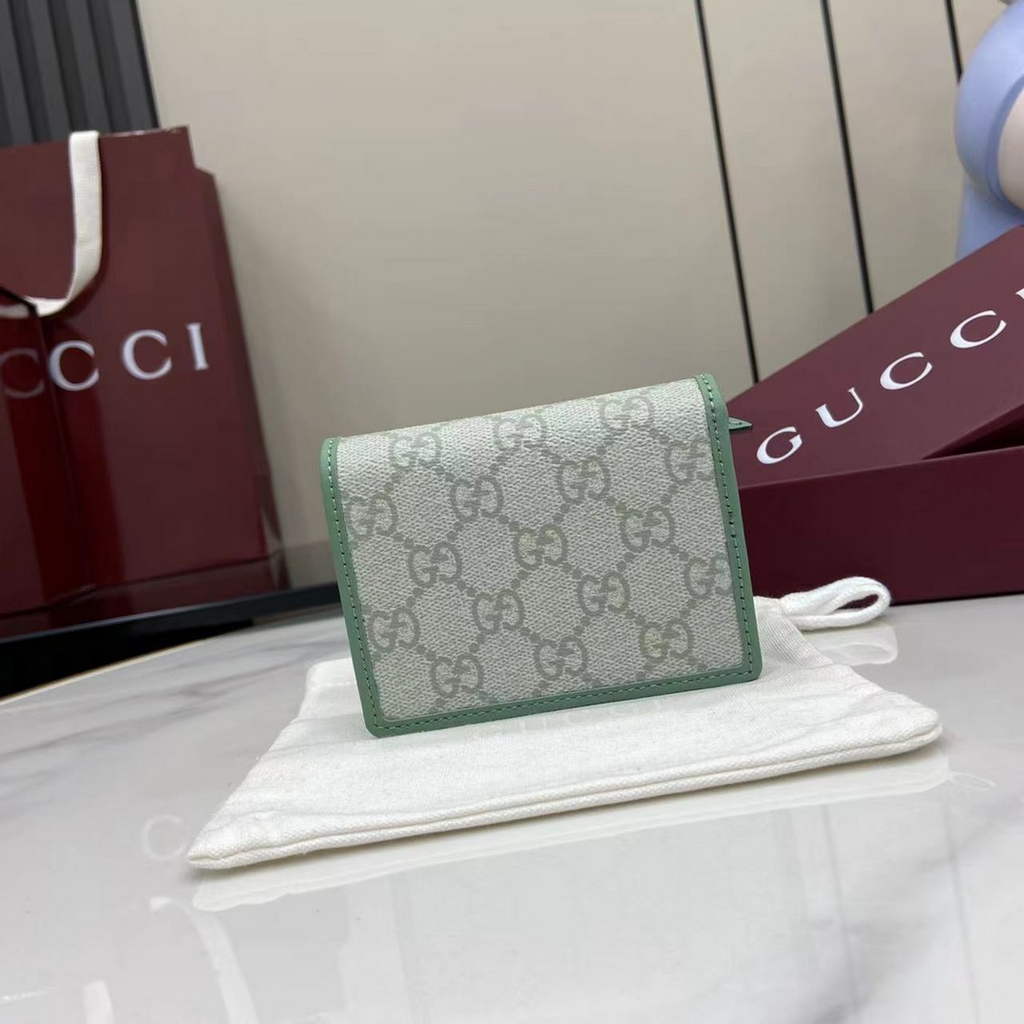 Gucci GG Emblem mini wallet, 820692 in green leather