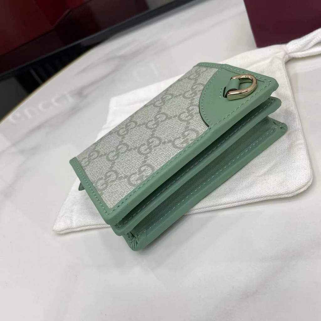 Gucci GG Emblem mini wallet, 820692 in green leather
