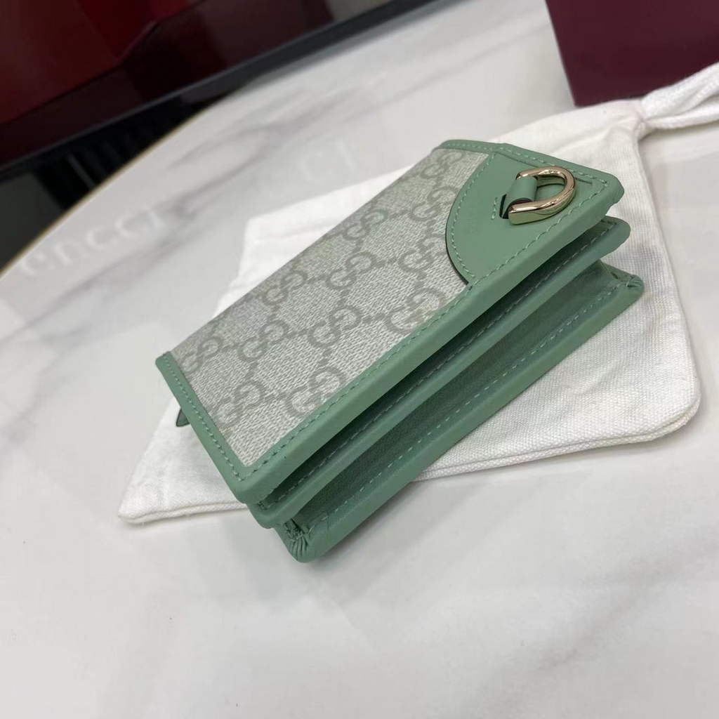 Gucci GG Emblem mini wallet, 820692 in green leather