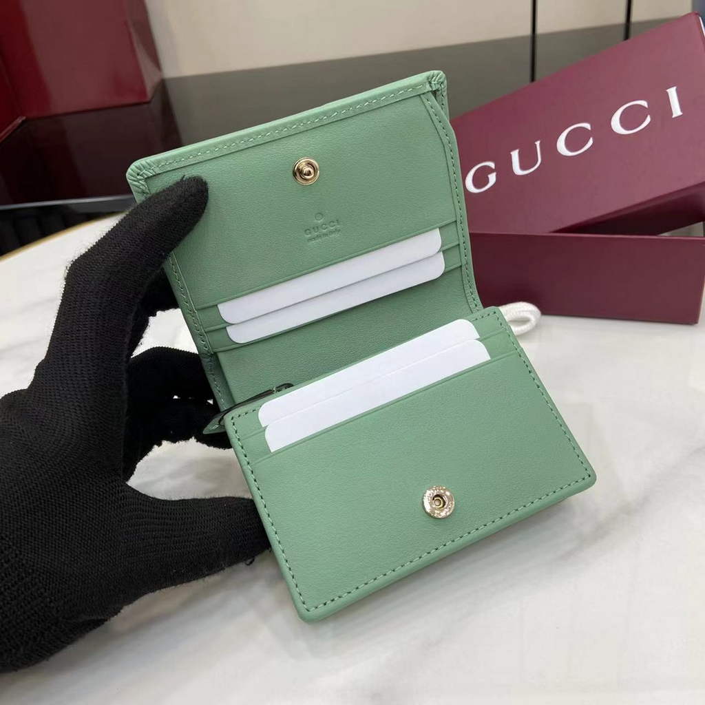 Gucci GG Emblem mini wallet, 820692 in green leather