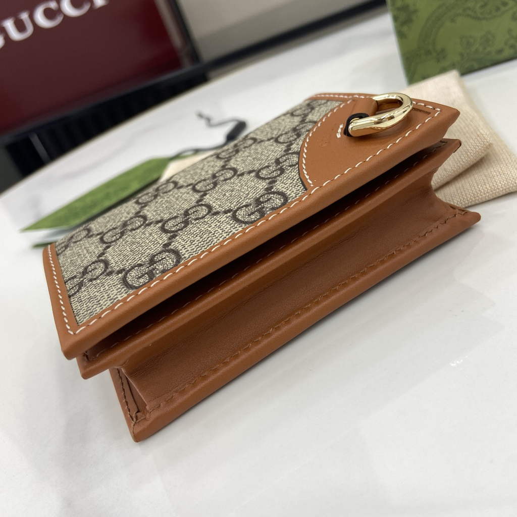 Gucci GG Emblem mini wallet, 820692 in beige and brown leather