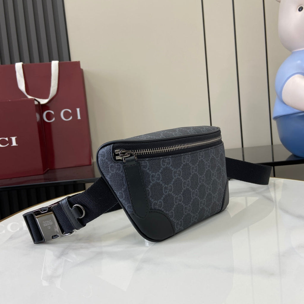 Gucci GG Emblem small belt bag, 821165 in black fabric