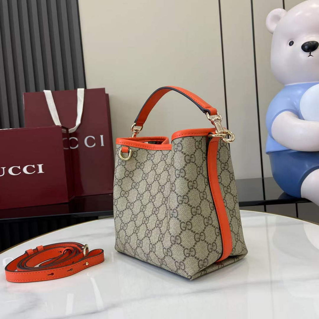 Gucci GG Emblem small bucket bag 815118 in orange fabric